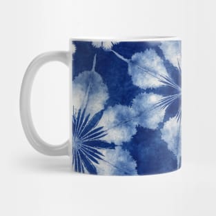 Floral Japanese Shibori Pattern Indigo Blue Mug